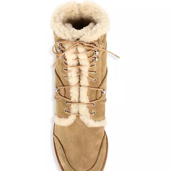New Tabitha Simmons Leo Shearling-Lined Natural Suede Booties NWT Size 8 US - Picture 3 of 6